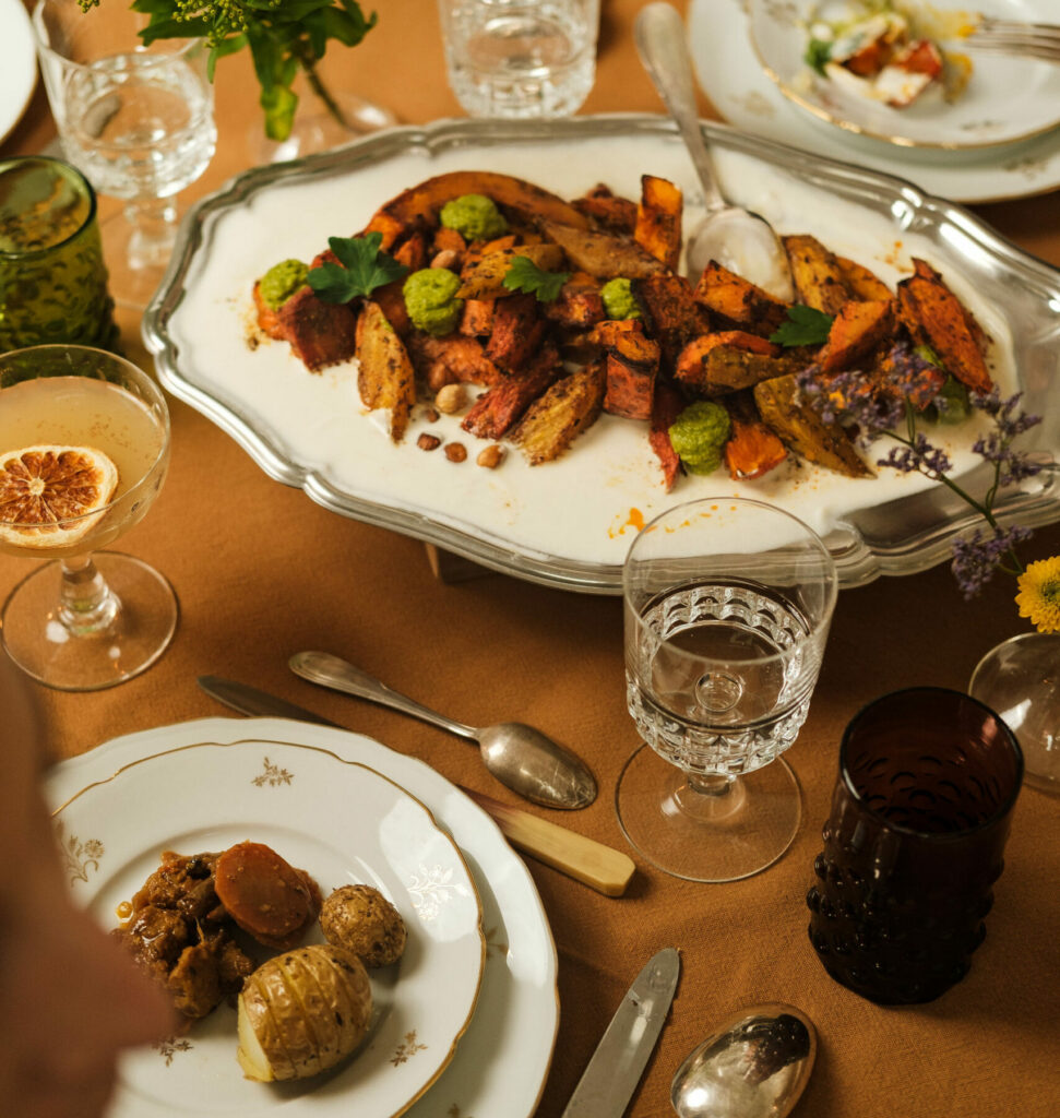 Repas assis - plat à partager